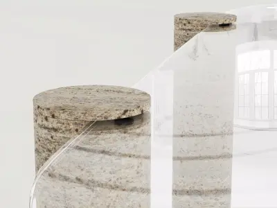 Stone and glass coffee table 3D model