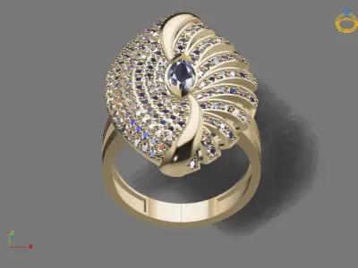 STL 3DM Print Ready Women Diamond Ring Lightweight Printable  3D print model 175