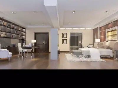 Luxury bedroom and study room  3D model
