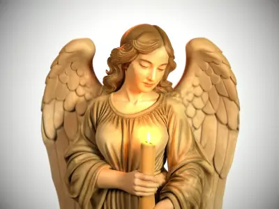 Angel with a candle 3D print model