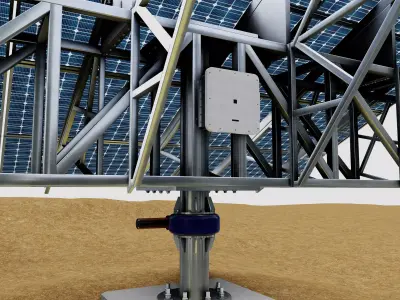 Solar Tracking Pole-3x6 Panel Layout-Single Table Low-poly 3D model