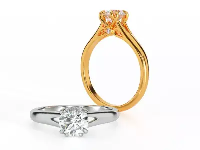 Engagement ring with a diamond 3D print model