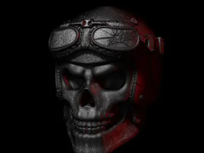 Biker helmet skull vol3 wall home decor art 3D print model