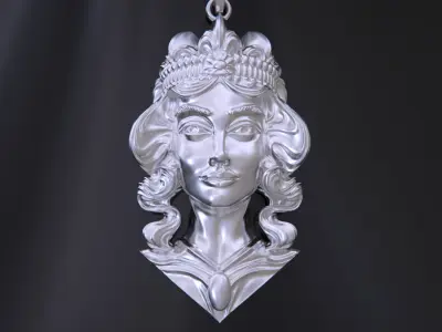 Lady Face Pendant 3D print model