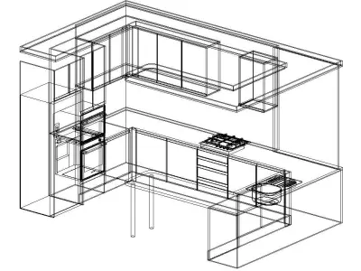 Villa Kitchen U Shaped with Island 3D model