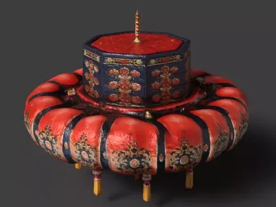 Chinese palace lantern   Low-poly 3D model