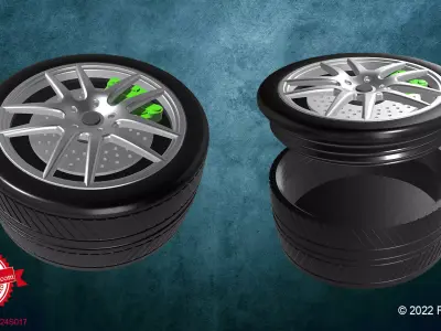 Tire-Box gold wheel 3D print model