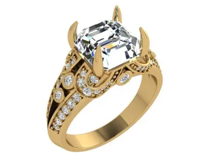 Emerald Diamond Ring 3785 3D print model