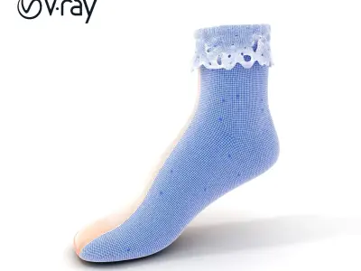 Lace Ankle Sock Model Pack Low-poly 3D model