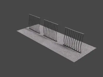 Metal Fence Low-poly 3D model