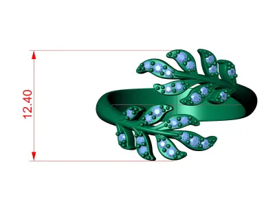 Leaf Cluster Ring 3D print model