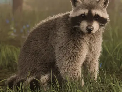 Raccoon Rigged Animated 3D model