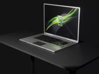 Laptop 3d model on table Free 3D model