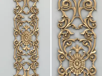 Carved decor vertical 014 3D model