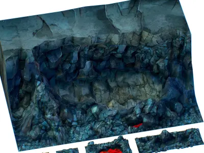 Undeground Base Module Lava Stone Cave Low-poly 3D model