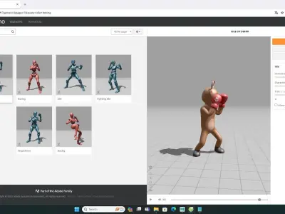 Boxing Deer Animal Animated Low-poly 3D model