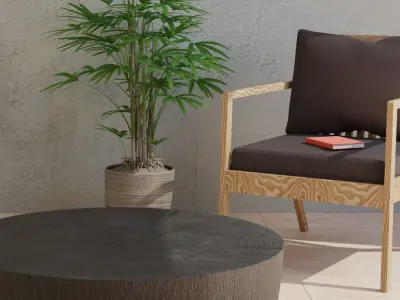 WOOD FURNITURES  HIGH POLY SCENE 3D model