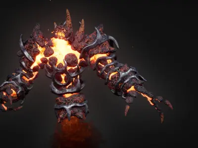 Hell Golem Warrior Low-poly game engine ready 3D model Low-poly 3D model