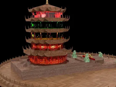 Chinese ancient tower  3D model