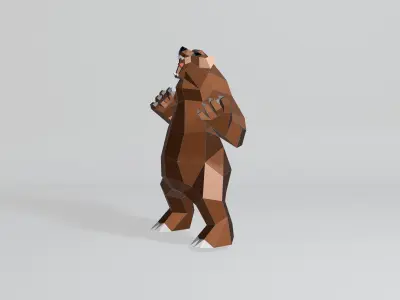Polygonal Angry Bear Low-poly 3D model