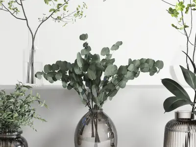 collection Plants Bouquet Indoor glass vase 07 3D model