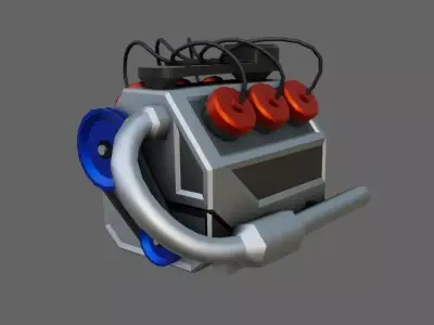 Car Motor - Engine V6 Low-poly 3D model