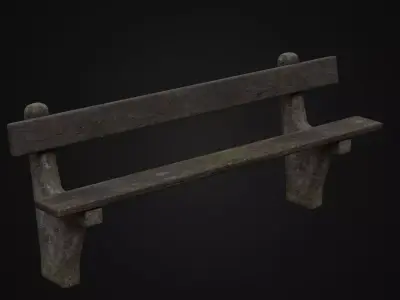 Old Dirty Soviet Bench 01 Low-poly 3D model
