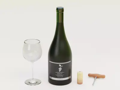 -Red Wine Set- Low-poly 3D model