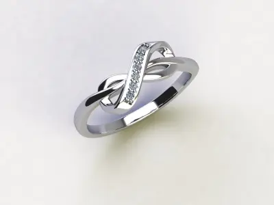 Infinity ring with stone band  3D print model