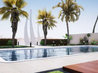 Villa Exterior Landscaping 3D model