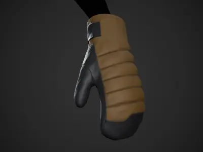 Brown And Black Snowboard Gloves  Low-poly 3D model