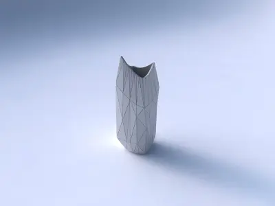 Vase double arc rectangle with random triangle plates 2 3D print model