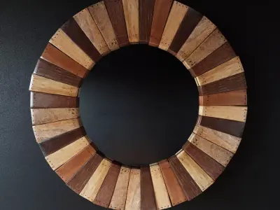 Round Wooden Mirror 3D model