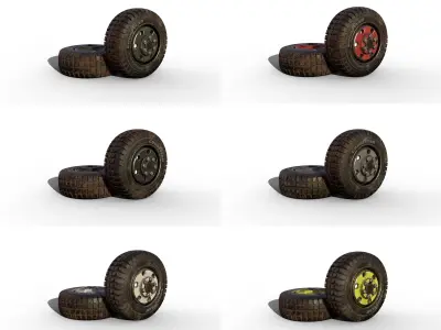 Rubber Tire with Rim Low-poly 3D model