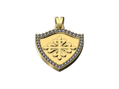Diamond PP logo shield pendant with bail 3D print model