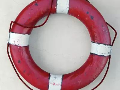 Vintage 1950s Red and White Nautical Life Preserver 3D model