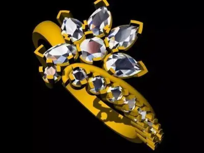 flower stone ring 3dm file 3D print model