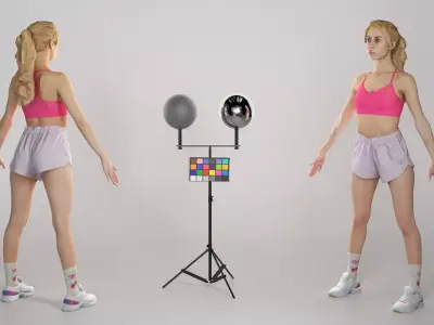 Attractive woman in crop top and shorts 314 Low-poly 3D model