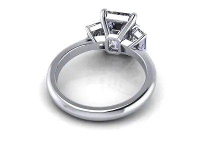 Three Stone Emerald Wedding Ring 3D print model purchase
