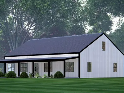 Contemporary Barndominium Home Design Combining Barn 3D model