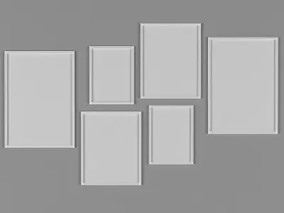 Mediterranean art posters set Low-poly 3D model