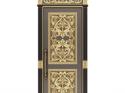Carved Door Classic 01002 Black Low-poly 3D model