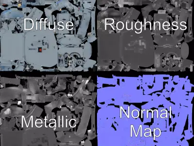 Retro Futuristic Control Chamber Model Pack Low-poly 3D model