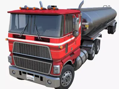 Industrial cabover tanker semitruck Low-poly 3D model