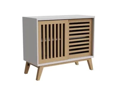 Slatted Sliding Door Accent Cabinet Low-poly 3D model