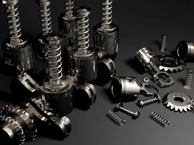 Piston Motor car Low-poly 3D model