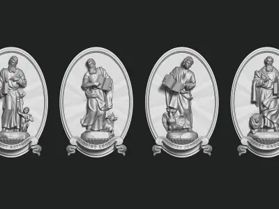 The Four Evangelist Relief - Collection -  CNC -  3D print model
