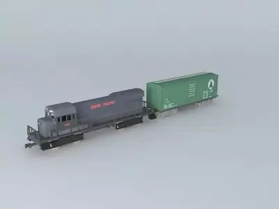 DIESEL ENGINE WITH ONE FREIGHT CAR 3D model
