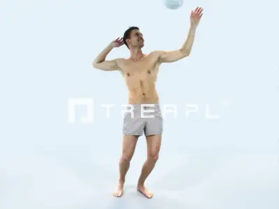 Virtue 04C Beach Serving Sports Man Low-poly 3D model