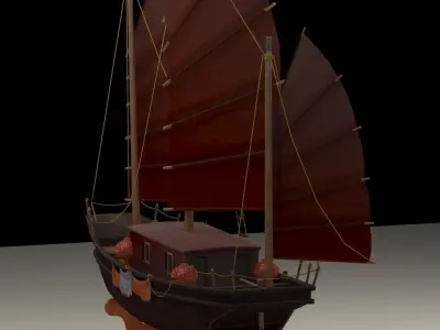 Chinese junk boat 3D model